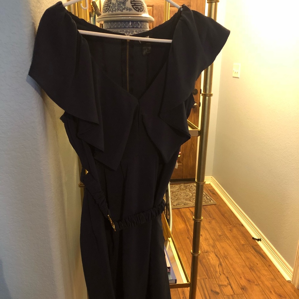 H& M Navy Belted Dress Small